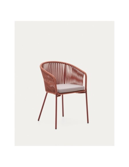 Silla Yanet de cuerda terracota y patas de acero galvanizado - Kave Home