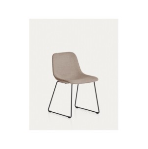 Silla Zahara de chenilla marrón y patas de acero con...