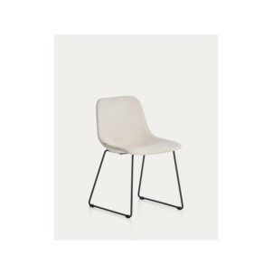 Silla Zahara de chenilla beige y patas de acero con...