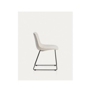 Silla Zahara de chenilla beige y patas de acero con... 2