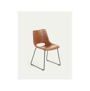 Silla Zahara poliuretano marrón y patas de acero acabado...