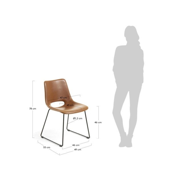 Silla Zahara poliuretano marrón y...