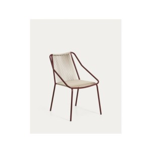 Silla apilable de exterior Zivia de cuerda crudo y acero...