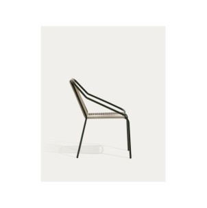 Silla apilable de exterior Zivia de cuerda crudo y acero... 2