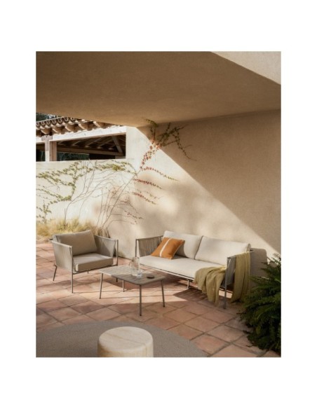 Mesa de exterior Zivia de acero galvanizado topo 90 x 50 cm - Kave Home