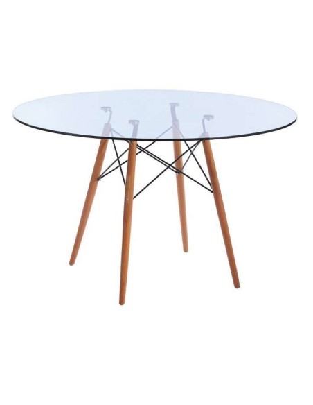 Mesa Eames 120cm Redonda Cristal Transparente Inspiración