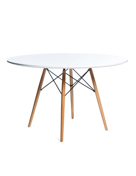 Mesa Wood 120cm de Comedor Redonda Blanco