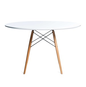 Mesa Wood 120cm de Comedor Redonda Blanco 2