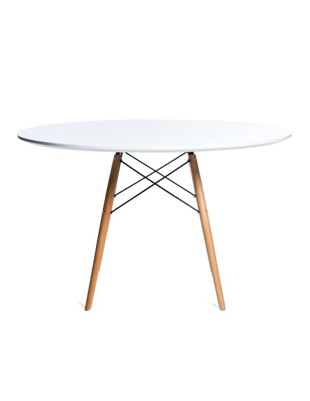 Mesa Wood 120cm de Comedor Redonda Blanco