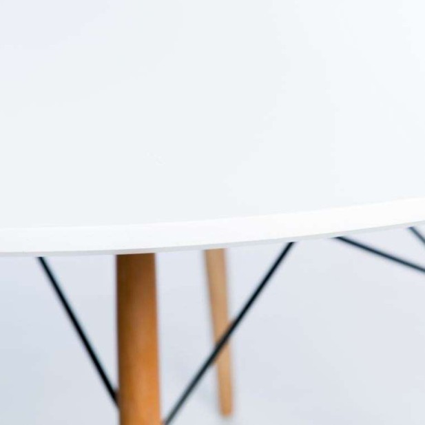 Mesa Wood 120cm de Comedor Redonda Blanco