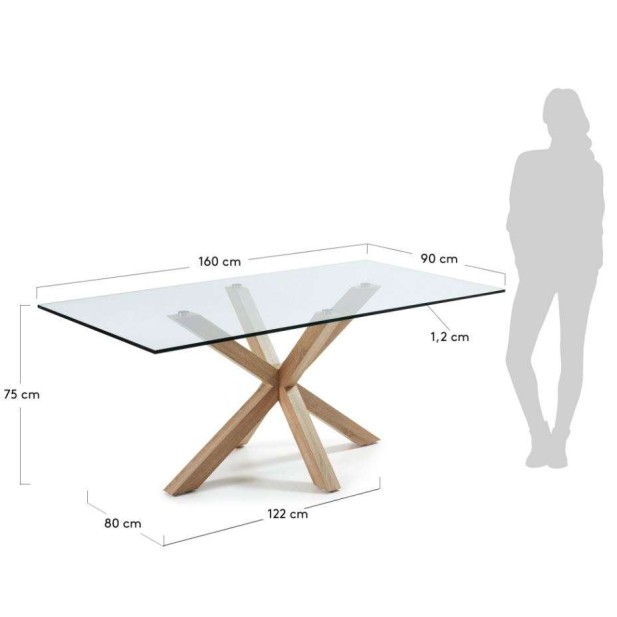 Mesa Luft 160x90cm de Comedor de Cristal