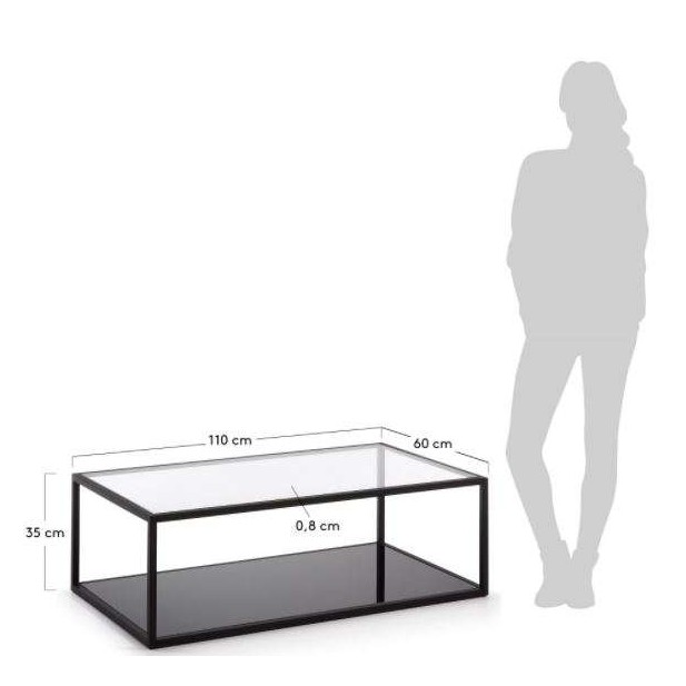 Mesa Blackhill 110x60cm, de Centro en Cristal - Kave Home, Vackart