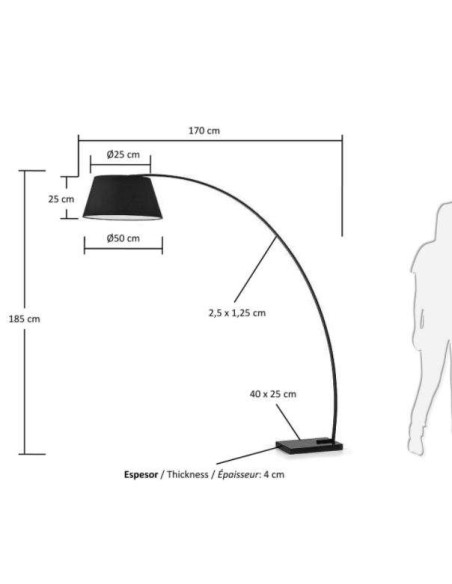 Lámpara de pie Juhe negro - Kave Home