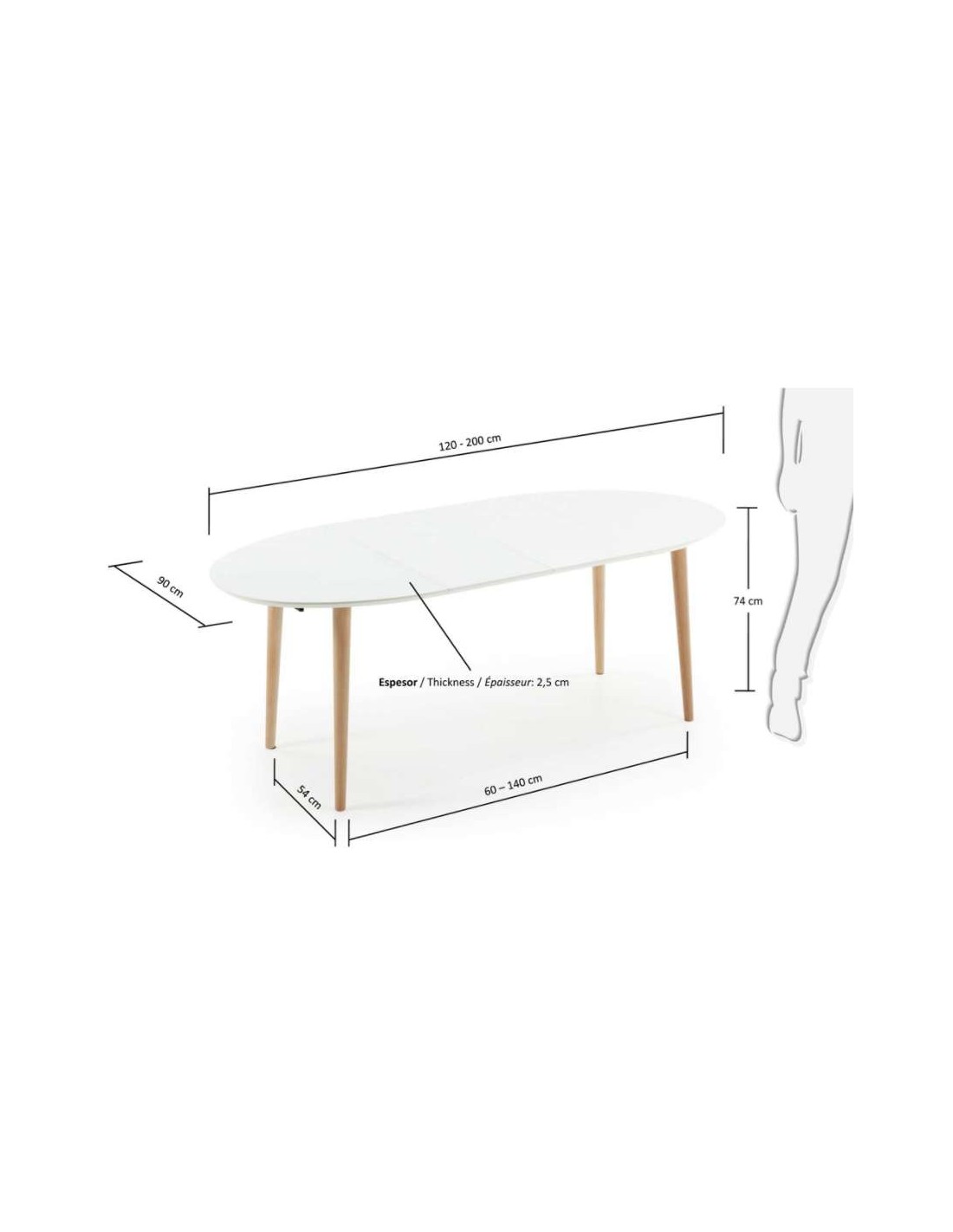 Mesa de Comedor Extensible Oval NORSK 120(200)x90cm Blanco, Mesa ... Mesa de Comedor Extensible Oval NORSK 120(200)x90cm Blanco, Mesa ...