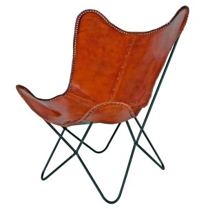 Silla Butterfly de diseño Silla con acabado en negro y asiento con forma de mariposa en piel. Ilumina tu hogar con estilo Vackart