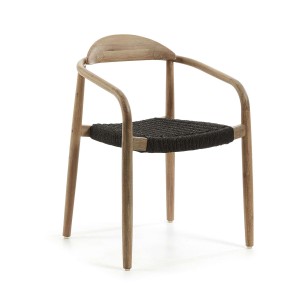 Silla NINA, Acacia Natural / Cuerda Negra - Vackart. Las modernas y sillas de diseño de Kave Home, en Vackart tu tienda de diseño online.