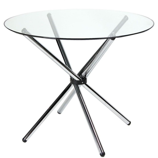 Mesa 90cm de Comedor Redonda Cristal Transparente