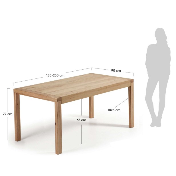 Mesa BRIVA 180(230)x90 Roble natural - Kave Home, Vackart Mesa BRIVA 180(230)x90 Roble natural - Kave Home, Vackart
