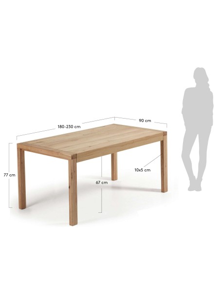 Mesa BRIVA 180(230)x90 Roble natural - Kave Home, Vackart