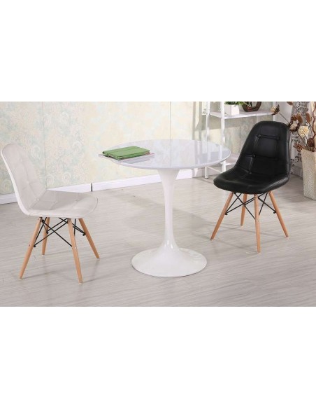 Mesa Tulip 80 cm MDF de Comedor Redonda, Inspiración Eero Saarinen