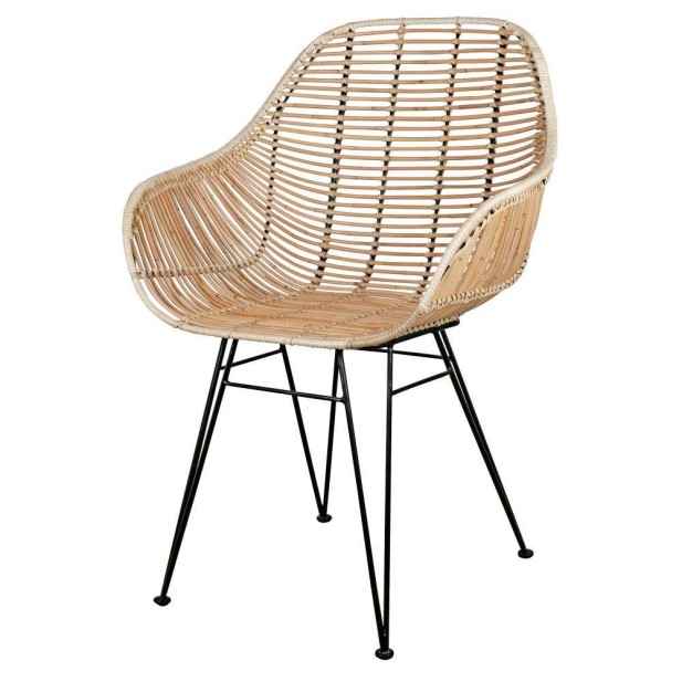 Silla BUCKET natural, asiento de rattan - Vackart