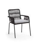 Silla Samanta brazos metal negro cuerda negra