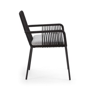 Silla TAMES brazos metal negro cuerda negra 2