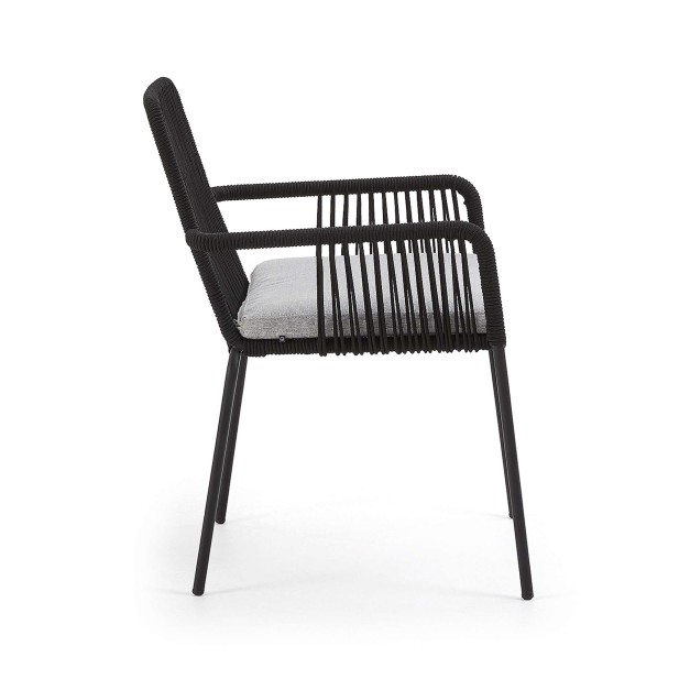 Silla TAMES brazos metal negro cuerda negra