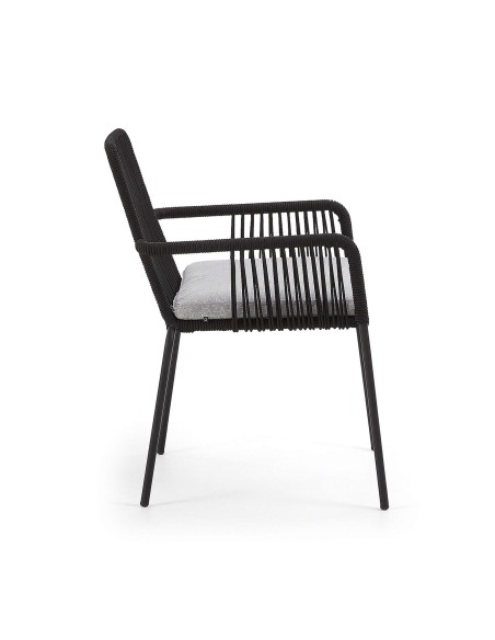 Silla TAMES brazos metal negro cuerda negra
