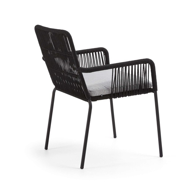 Silla TAMES brazos metal negro cuerda negra