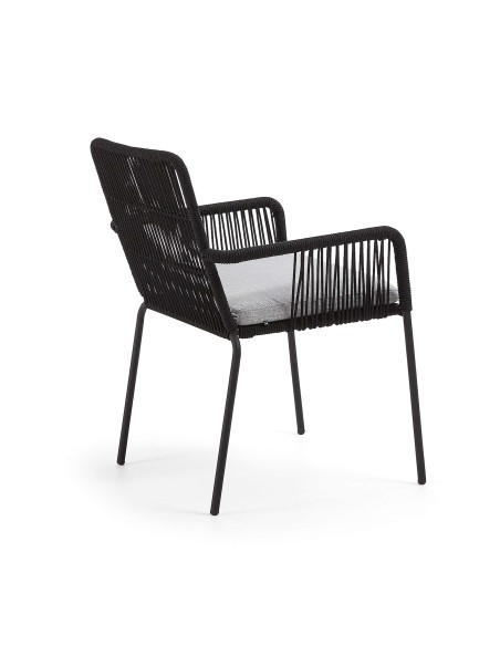 Silla TAMES brazos metal negro cuerda negra