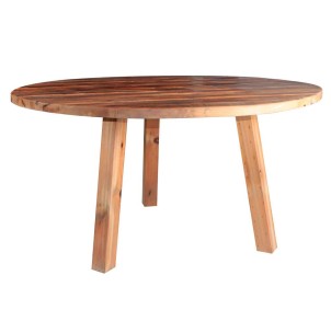 Mesa DIXON de comedor Ø80 cm, madera nueva envejecida/estilo vintage Mesa de diseño. 