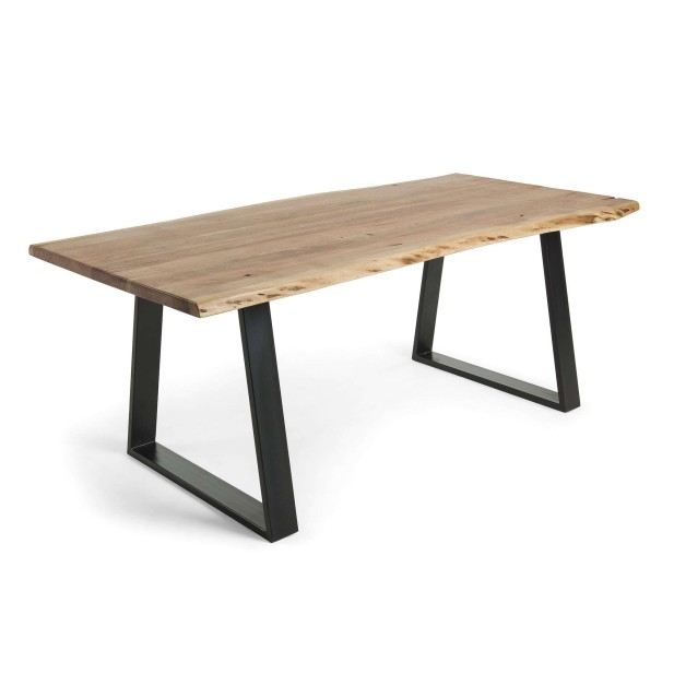 Mesa ALAIA 220x100 cm, Acacia Natural / Metal Negro - Kave Home. Vackart