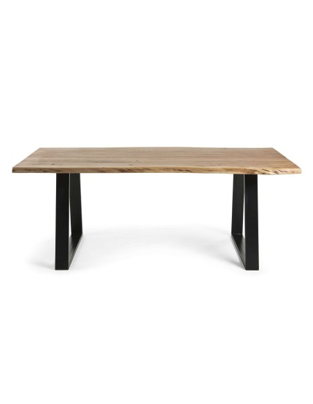 Mesa ALAIA 220x100 cm, Acacia Natural / Metal Negro - Kave Home. Vackart