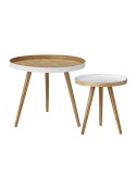 Set 2 Mesas Auxiliares CAPPUCCINO, Bamboo Blanco - Bloomingville