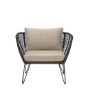 Sillón MUNDO I, Metal / Poliéster / Negro / Beige - Bloomingville