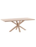 Mesa NEW ARGO 160 cm, Melamina Natural / Acero Efecto Madera - Kave Home