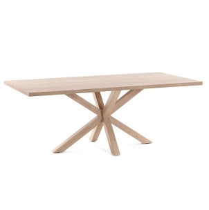Mesa NEW ARGO 160 cm, Melamina Natural / Acero Efecto Madera - Kave Home, Vackart. CC1312M46. Exclusivas mesas de diseño nórdico en Vackart, tu tienda de diseño