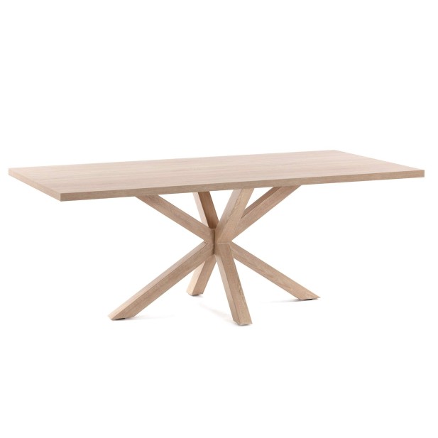 Mesa NEW ARGO 160 cm, Melamina Natural / Acero Efecto Madera - Kave Home, Vackart