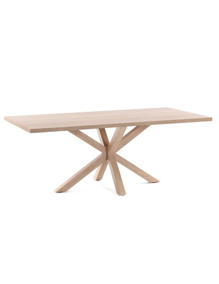 Mesa NEW ARGO 160 cm, Melamina Natural / Acero Efecto Madera - Kave Home, Vackart