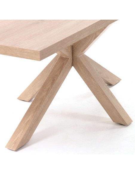 Mesa NEW ARGO 160 cm, Melamina Natural / Acero Efecto Madera - Kave Home, Vackart