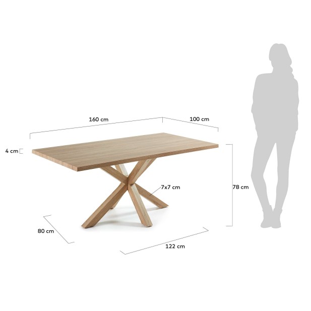 Mesa NEW ARGO 160 cm, Melamina Natural / Acero Efecto Madera - Kave Home, Vackart Mesa NEW ARGO 160 cm, Melamina Natural / Acero Efecto Madera - Kave Home, Vackart