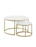Set 2 Mesas Auxiliares LEONOR, Cristal / Metal Dorado - Kave Home