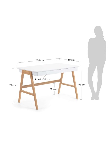 Escritorio Dyana 120x60 blanco - Kave Home, Vackart