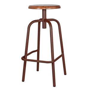 Taburete ANDERSON Alto 76 cm, Metal Óxido / Madera Natural - Vackart. Los más exclusivos y modernos taburetes de diseño nórdico en Vackart, tu tienda de diseño.