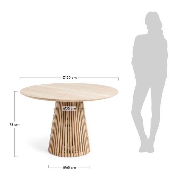 Mesa JEANETTE Ø120 cm, de comedor, madera natural - Kave Home. Vackart Mesa JEANETTE Ø120 cm, de comedor, madera natural - Kave Home. Vackart