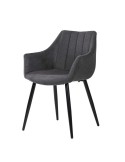 Silla con Brazos KØGER, Tapiz Gris Oscuro / Metal Negro