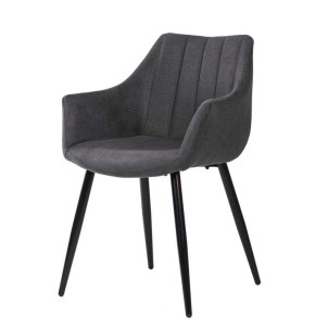 Silla con Brazos KØGER, Tapiz Gris Oscuro / Metal Negro - Vackart. Exclusivas y modernas sillas de diseño nórdico en Vackart, tu tienda de diseño online.