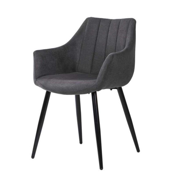 Silla con Brazos KØGER, Tapiz Gris Oscuro / Metal Negro. Vackart