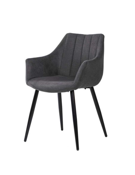 Silla con Brazos KØGER, Tapiz Gris Oscuro / Metal Negro. Vackart